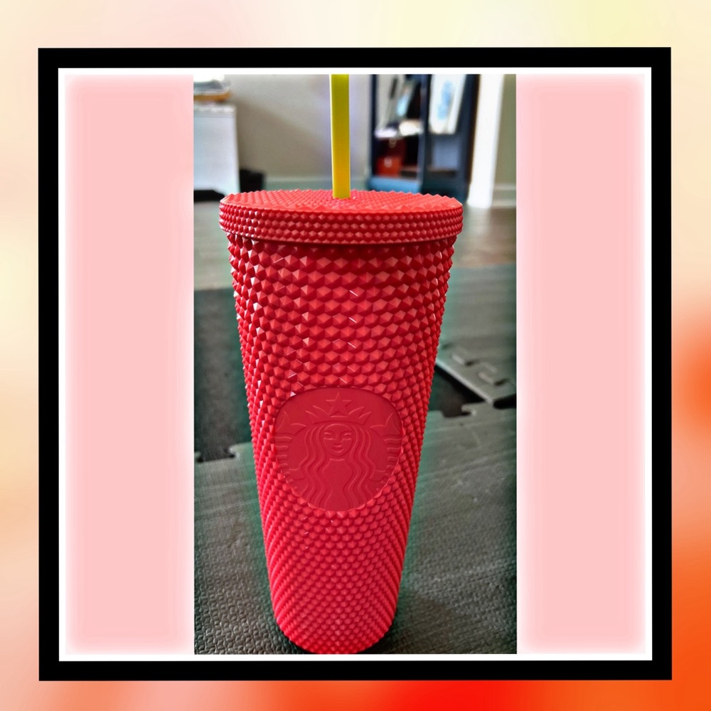 ♥️NEW♥️Starbucks coral pink “Dragon fruit” studded tumbler 24oz